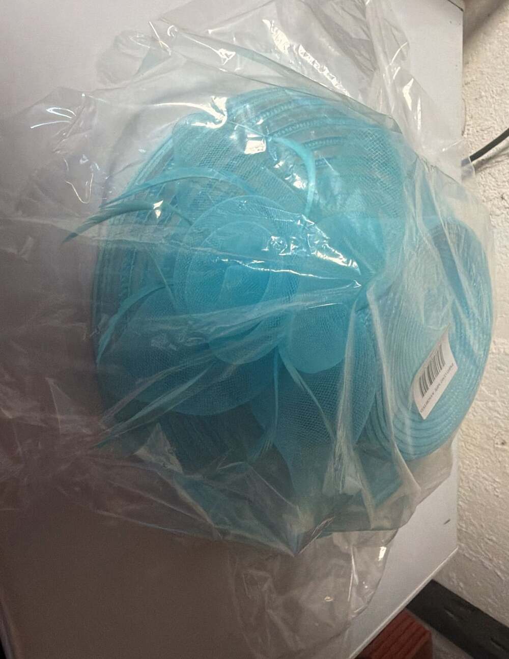 Turquoise Blue Wide Brim Mesh Bow Fascinator Sinamay Hat Style FMH312302